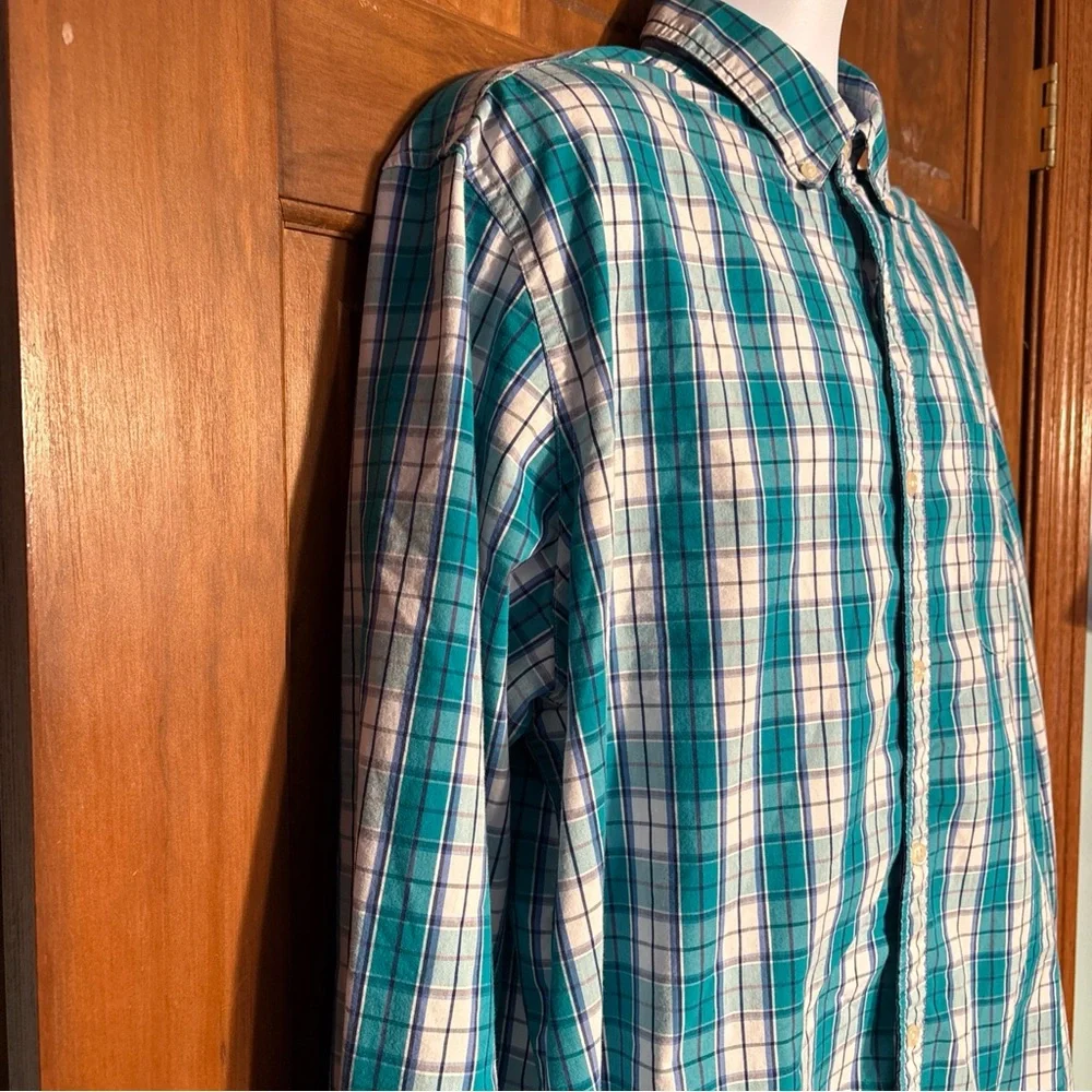 Chaps Men’s XLT Stretch Plaid Oxford Button Down Long Sleeve‎ Shirt - Picture 5 of 15